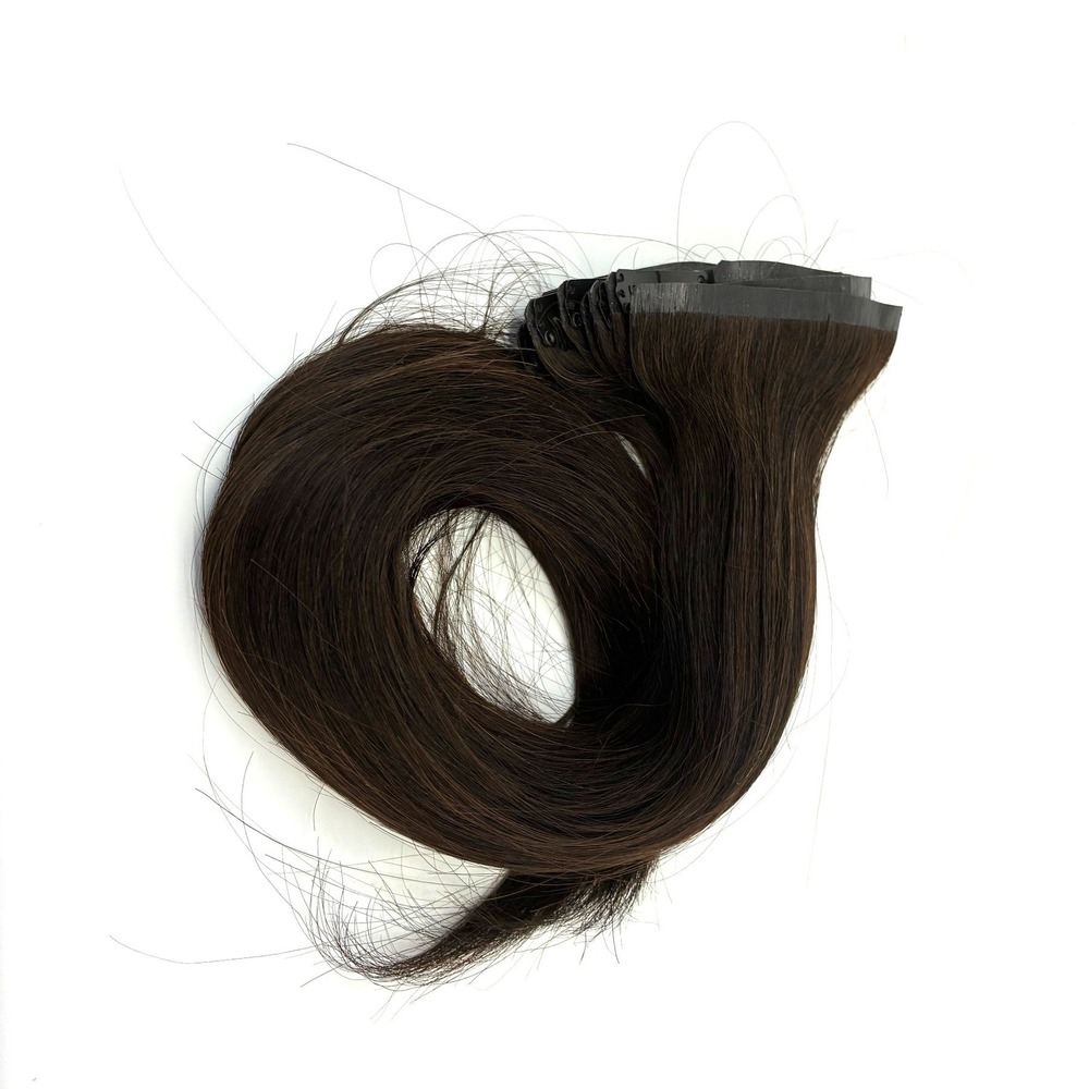 Glam Seamless Invisi-Clip Hair Extensions #1B Off Black 7‎ Wefts 16" 140g NWOT